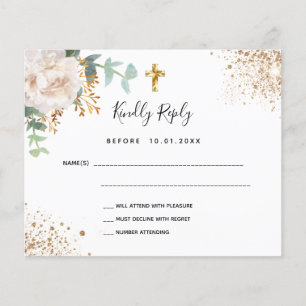 Baptismo floral floral branco orçado RSVP