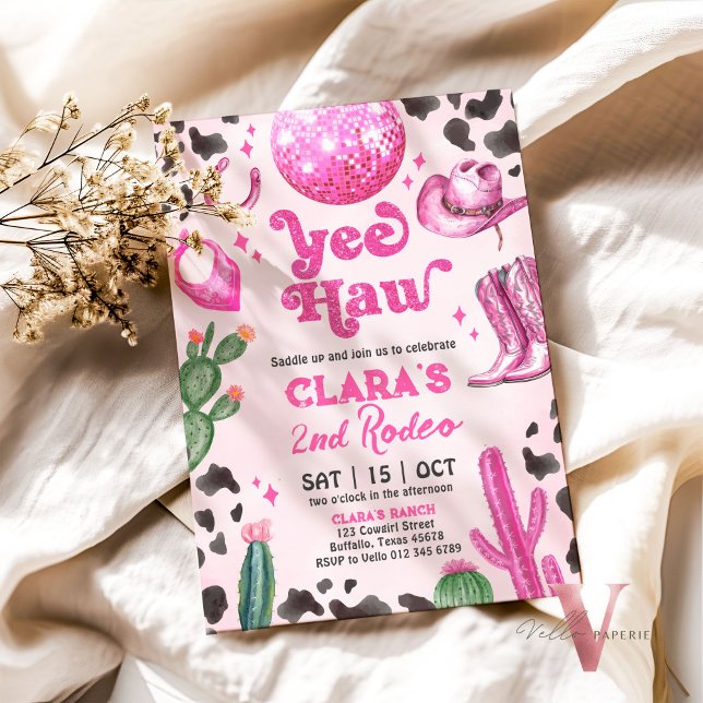 Baqueira Rosa QUALQUER Idade do Rodeio Convite de  (Criador carregado)