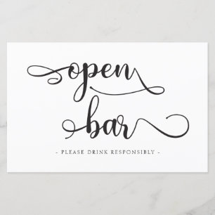 "Bar Aberto" Black White Bebe Sinal de Casamento