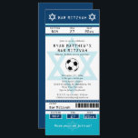 Bar Azul e Teal Mitzvah - Convite para apresentaçã<br><div class="desc">Tíquete de Futebol Azul e Teal com a Estrela de David para o seu Bar Mitzvah Convite. Estrela de David com uma cor azul esmaecida no fundo. Se você precisar de uma combinação de cores diferente ou qualquer outra alteração de design, envie um e-mail para paula@labellarue.com ANTES DE PERSONALIZAR OU...</div>