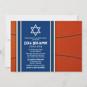 Bar Azul Laranja de Basquete Mitzvah Convite