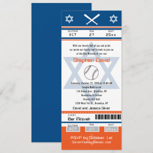 Bar Azul Laranja Mitzvah Convite para Tíquete de