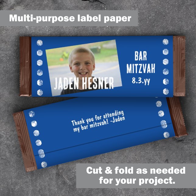 Bar Azul Mitzvah Orçamento Bar Docente (Royal blue bar mitzvah chocolate candy bar label, budget DIY cheap low cost)