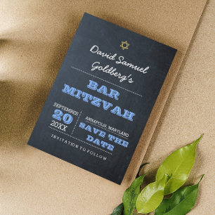 Bar Azul Quadro Mitzvah Guarde o Cartão de Data