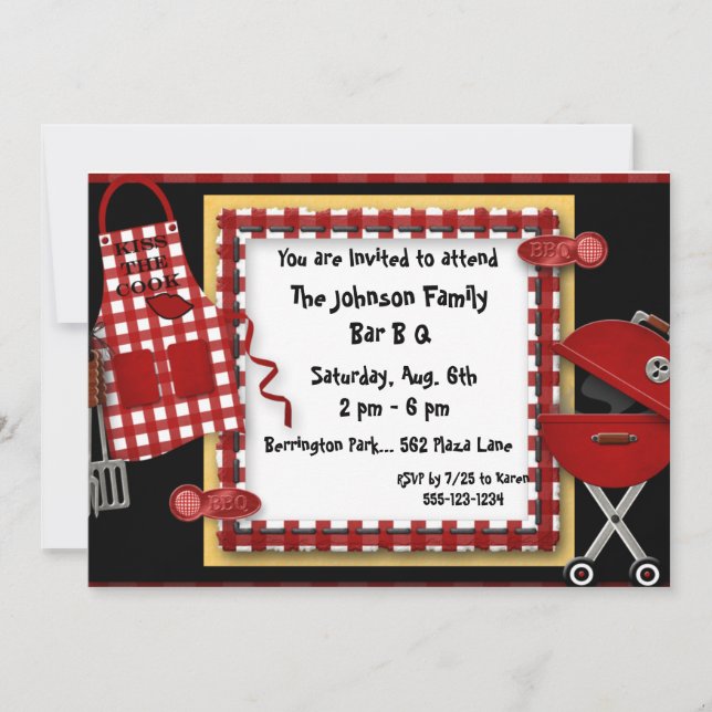 Bar B Q Anúncio dos Convites de festas de piqueniq (Frente)