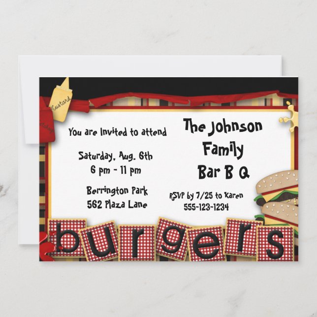 Bar B Q Anúncio dos Convites de festas de piqueniq (Frente)