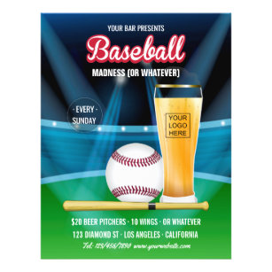 Bar Baseball Event Promo Menu adicionar foto e log