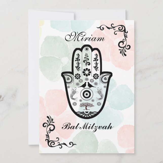 Bar Bat Bnai Hamsa Tree of Life Mitzvah Convite (Frente)