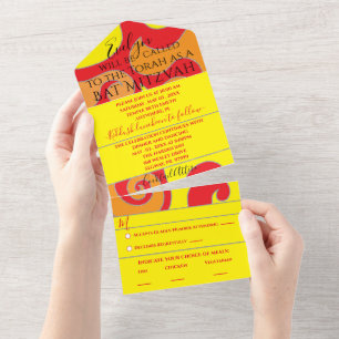 Bar Bat Mitzvah All n One Invitation Glitter Swirl
