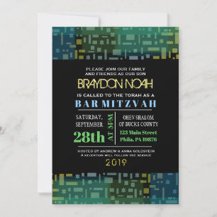 Bar Bat Mitzvah FALTANDO STARS & SQUARES Convite