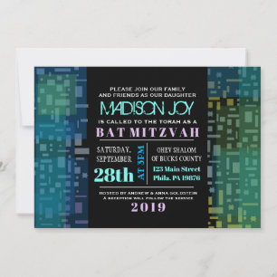 Bar Bat Mitzvah FALTANDO STARS & SQUARES Convite