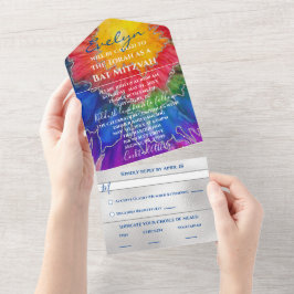 BAR BM Bat Mitzvah Tudo em Cores de Convite