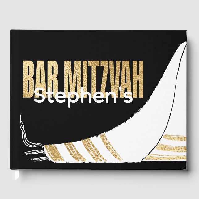 BAR BM Mitzvah Elegante Dourado Livro de Convidado (Frente)