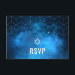 Bar da Galáxia Espacial Azul Mitzvah RSVP<br><div class="desc">Cartão de resposta RSVP do Bar Mitzvah do templo do espaço moderno.</div>