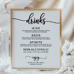 Bar de Bebidas Nuptivas Poster de Caligrafia Preta<br><div class="desc">Esta fantástica suíte de casamento de caligrafia expele um design moderno, ousado e eterno. Nossa coleção abrangente fornece tudo que você precisa para criar uma atmosfera coesa e dinâmica, incluindo cartões de menu, guardanapos personalizados, sinais marcantes, favores e muito mais. Não hesite em falar via chat para assistência personalizada ou...</div>