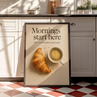 Bar De Café Mínimo Croissant & Espresso Poster