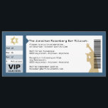 Bar de Convite Mitzvah Marinho Azul<br><div class="desc">Quem está pronto para agitar o bema? Ele está. A turnê está vindo para a cidade. Então faça dele uma estrela e seu Bar Mitzvah um evento para se lembrar. Este convite tem o estilo de um ingresso de concerto. O corredor, a fila e o assento correspondem à data do...</div>