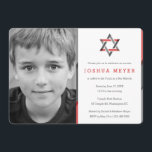 Bar de Fotografia Moderna - Convites Mitzvah | Ver<br><div class="desc">Legal,  moderno Bar Mitzvah convites. Personalize online com a foto do seu filho e os detalhes de Mitzvah. Estrela de David design com sotaques vermelhos,  negros e cinzas modernos.</div>