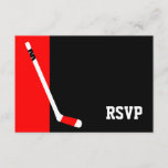 Bar de Hockey Negro Vermelho Mitzvah RSVP<br><div class="desc">Cartão de resposta Mitzvah RSVP para o Bar vermelho e preto moderno.</div>