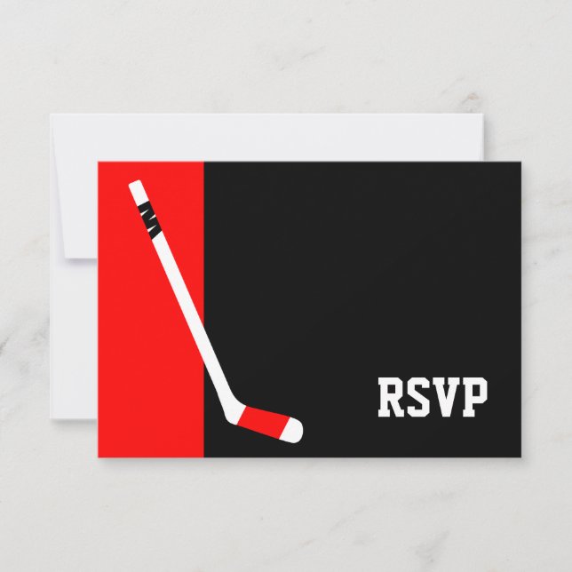 Bar de Hockey Negro Vermelho Mitzvah RSVP (Frente)