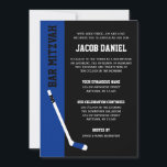 Bar de Hóquei Negro Azul - Convites Mitzvah<br><div class="desc">Os convites modernos de Bar Mitzvah para hóquei azul e preto. Personalize facilmente o seu evento.</div>