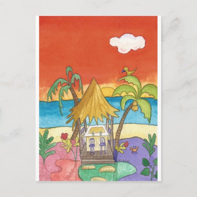 Bar de praia no cartão postal Sunset (Frente)