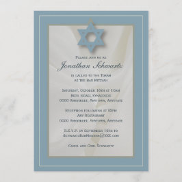 Bar Elegante Mitzvah Convite Azul Claro Tecido