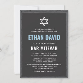 Bar escuro mitzvah convite com fronteira áspera