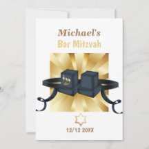 Bar Feliz Mitzvah 20XX Convite Decorativo Dourado