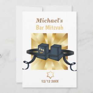 Bar Feliz Mitzvah 20XX Convite Decorativo Dourado