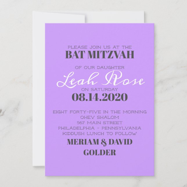 Bar FLOWER CHILD Bat Mitzvah Convite (Frente)