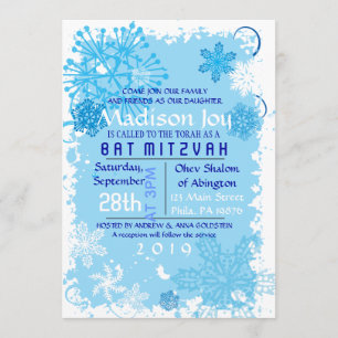 Bar FROZEN SNOWFLAKES Bat Mitzvah Convite