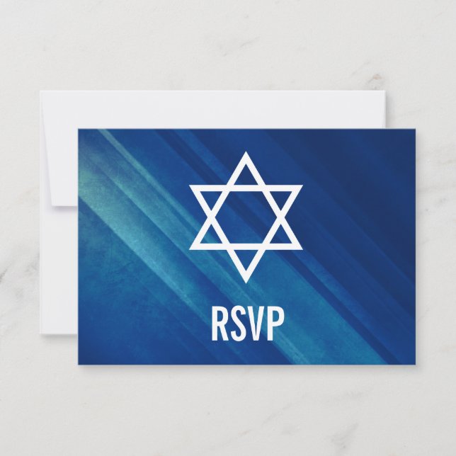 Bar Mitzvah Azul Moderno, RSVP (Frente)