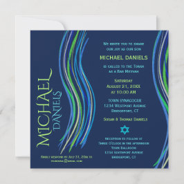 Bar Mitzvah Blue e Green Prayer Shawl Convite