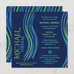 Bar Mitzvah Blue e Green Prayer Shawl Convite