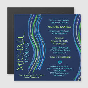 Bar Mitzvah Blue e Green Prayer Shawl Convite