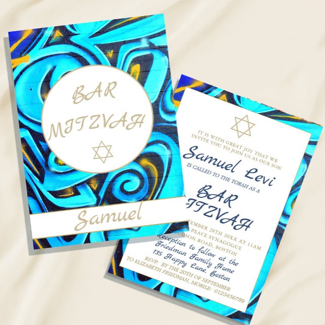 Bar Mitzvah Blue Star do Convite Judaico David (Criador carregado)