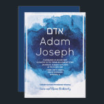 Bar Mitzvah Blue Watercolor Convite<br><div class="desc">// CORRESPONDENDO RSVP NO COMPRO //</div>