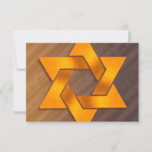 Bar Mitzvah Brown e Estrela Laranja de David RSVP (Frente)