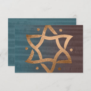 Bar Mitzvah Brown e Teal Copper Star RSVP
