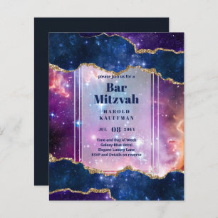 BAR MITZVAH CARDS Celestial CÉus Azul Galáxia Dour