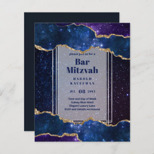 BAR MITZVAH CARDS Celestial CÉus Azul Galáxia Dour