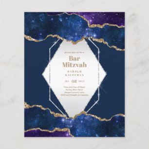 BAR MITZVAH CARDS Celestial CÉus Azul Galáxia Dour