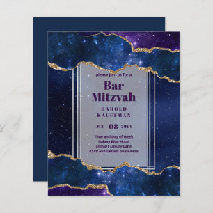BAR MITZVAH CARDS Celestial CÉus Azul Galáxia Dour