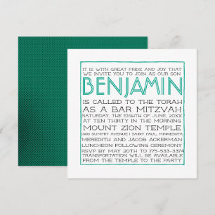 Bar Mitzvah Convite - 2018 Pantone Arcadia