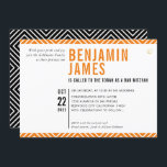 BAR MITZVAH — Convite à laranja preto moderno simp<br><div class="desc">por kat massard >> kat@simplysweetPAPERIE.com << CONTACT ME para texto personalizado ou para adicionar quaisquer linhas em Hebraico Ame o design, mas gostaria de ver algumas mudanças - outro esquema de cores, produto, adicionar uma foto ou adaptado para uma ocasião diferente - sem preocupações me contate - estou feliz em...</div>