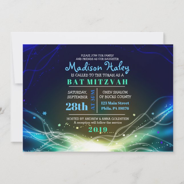 Bar Mitzvah Convite Azul (Frente)