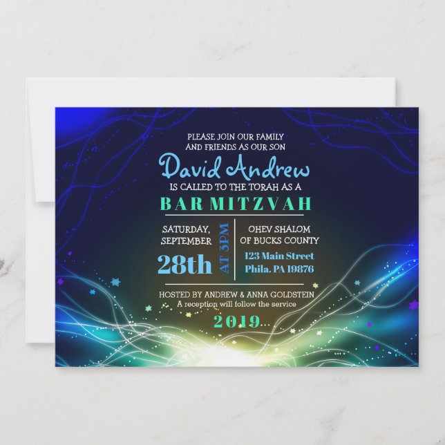Bar Mitzvah Convite Azul (Frente)