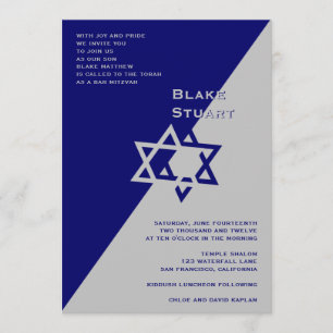 Bar Mitzvah Convite Blake Blue Silver