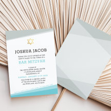 BAR MITZVAH CONVITE cinzas legal de azul-turquesa